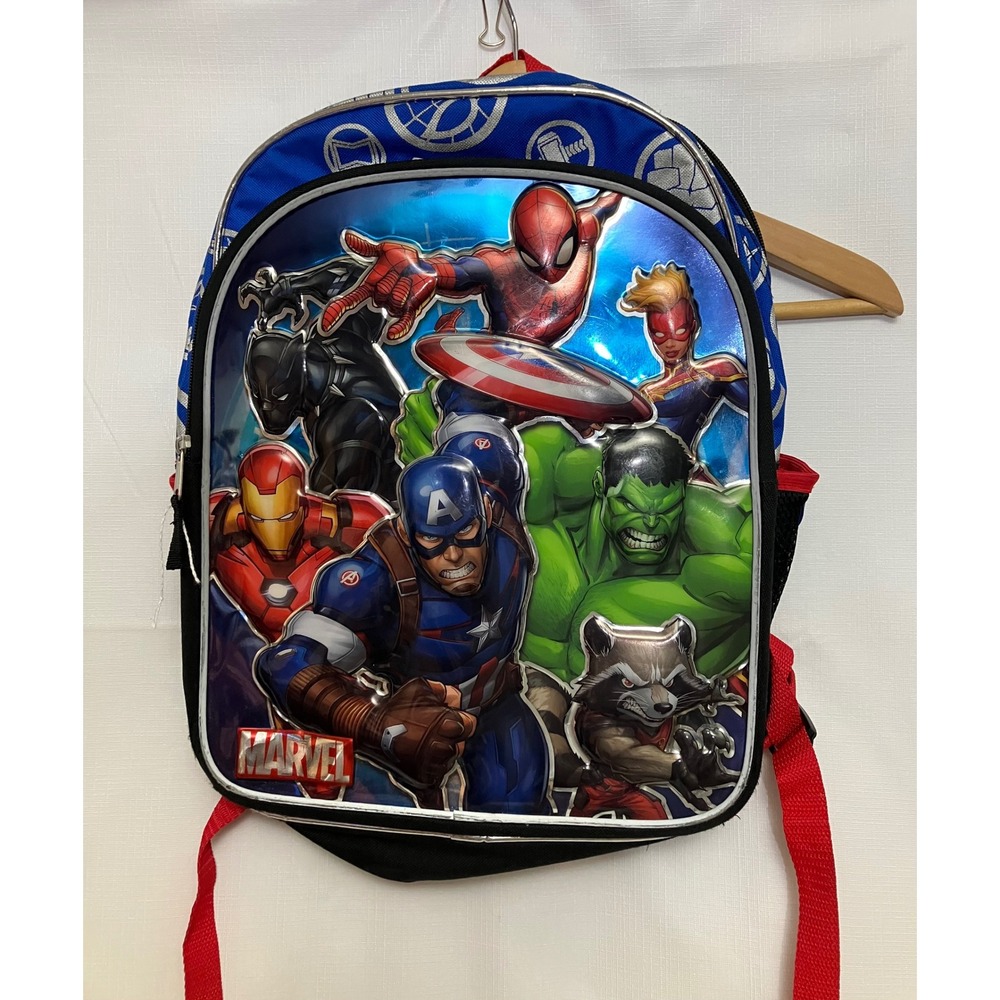 Marvel Avengers Backpack Boys OS Blue Excellent 3D Molded Superheroes School Bag
